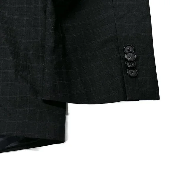 Kenneth Cole Reaction Wool Blazer Suit Jacket Coat 46 R‎ Dark Navy Blue Check - Picture 8 of 8